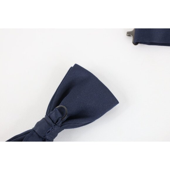 Vintage 60s 70s Rockabilly Blank Formal Tuxedo Prom Wedding Silk Bow Tie Blue - Picture 5 of 5